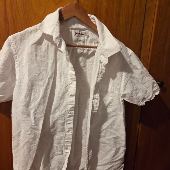 Fabindia Men's White Cotton Button Down Shirt Straight Fit NWOT Size Medium - Picture 2 of 3